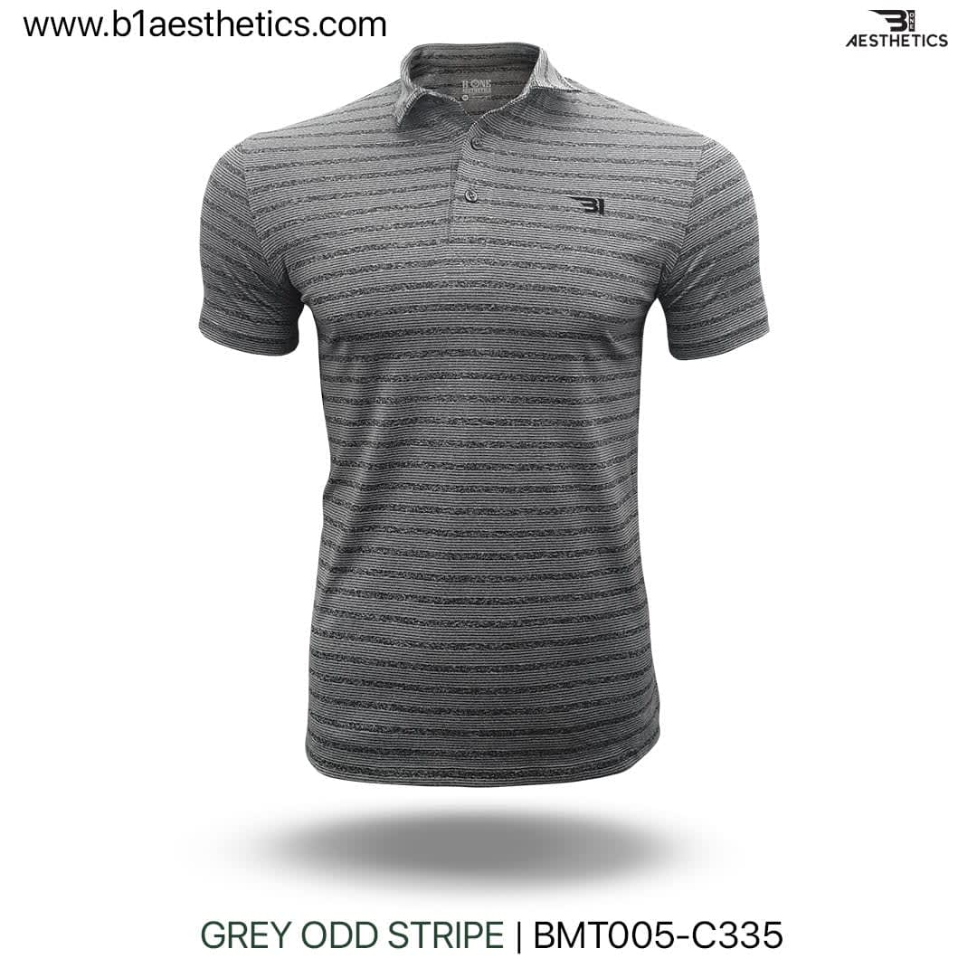 grey odd stripe polo t shirt