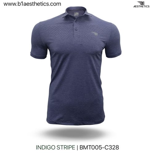 indigo stripe polo t shirt