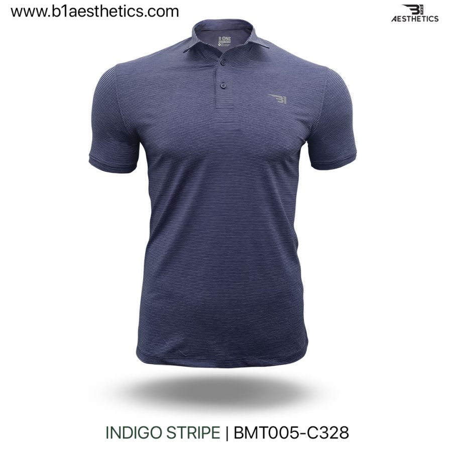 indigo stripe polo t shirt