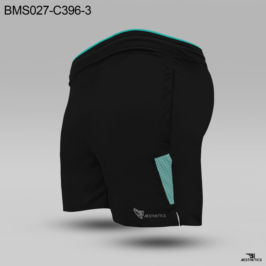 black side contrast zipper short blue