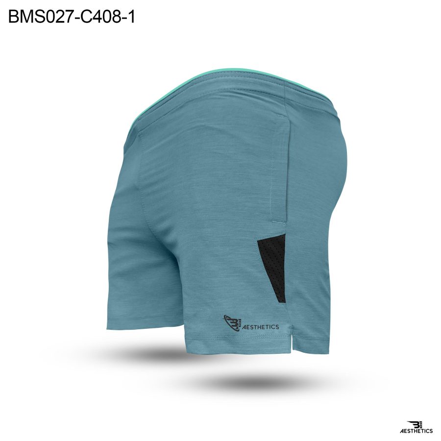 Colour Contrast Dark Pastel Blue Zipper Pocket Short