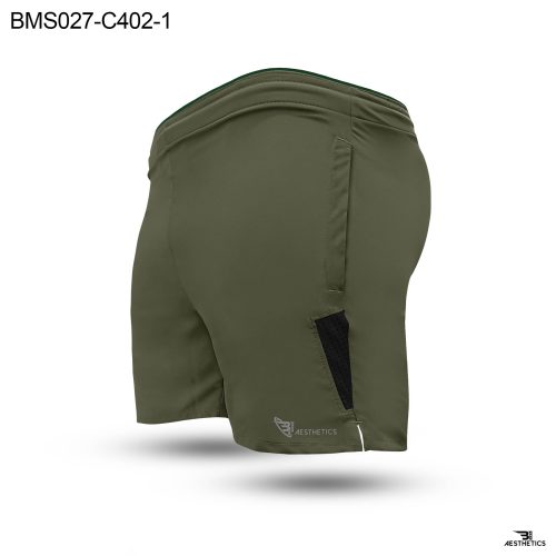 Colour Contrast Drab Green Zipper Pocket Short