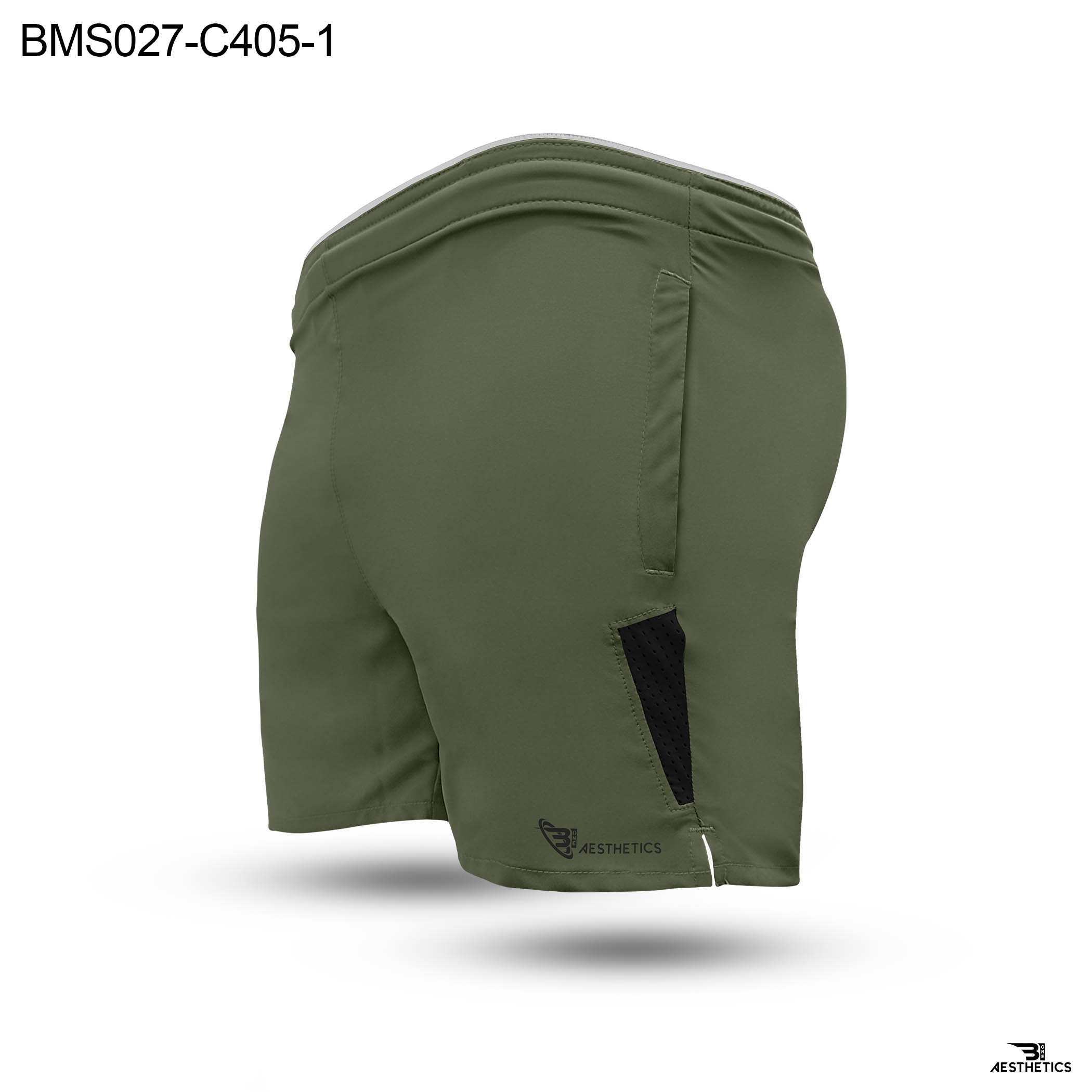 Colour Contrast Olive Green Zipper Pocket Short