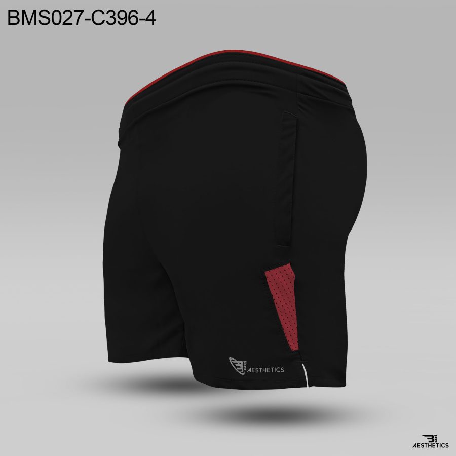 black side contrast zipper short red