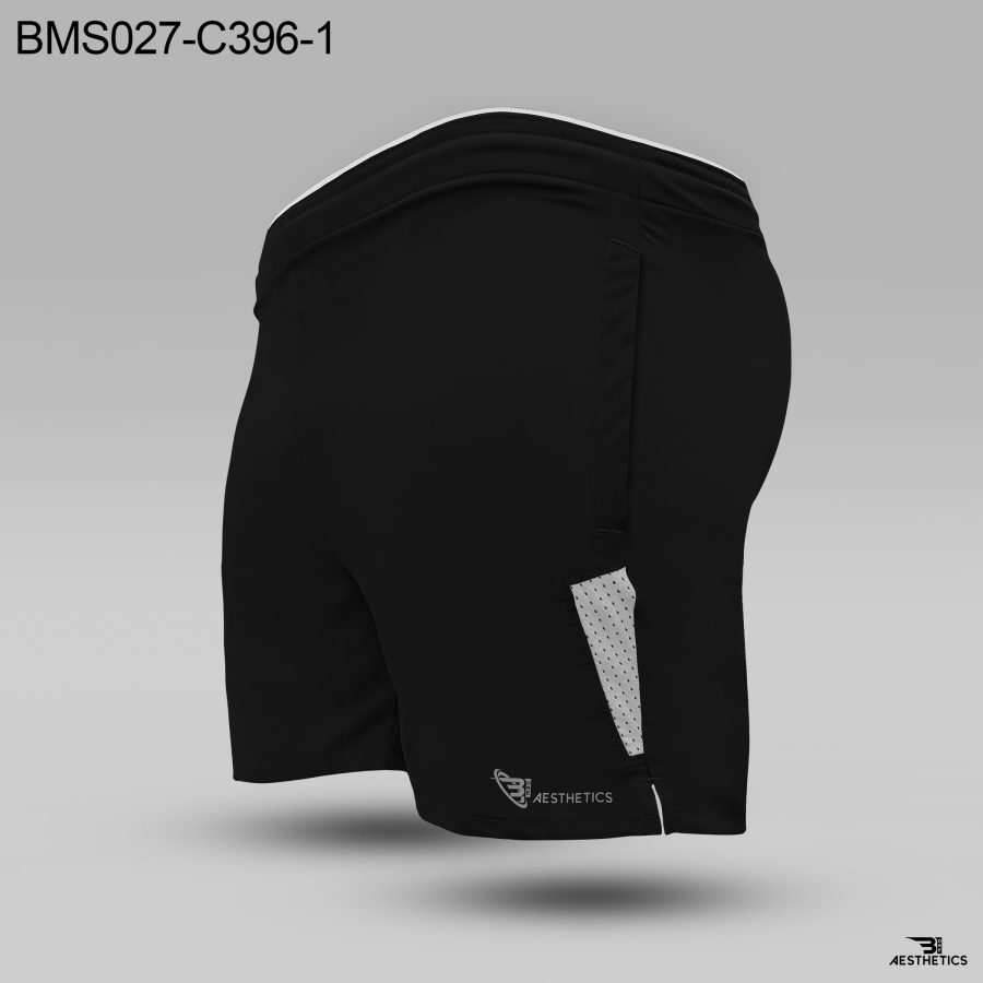 black side contrast zipper short white