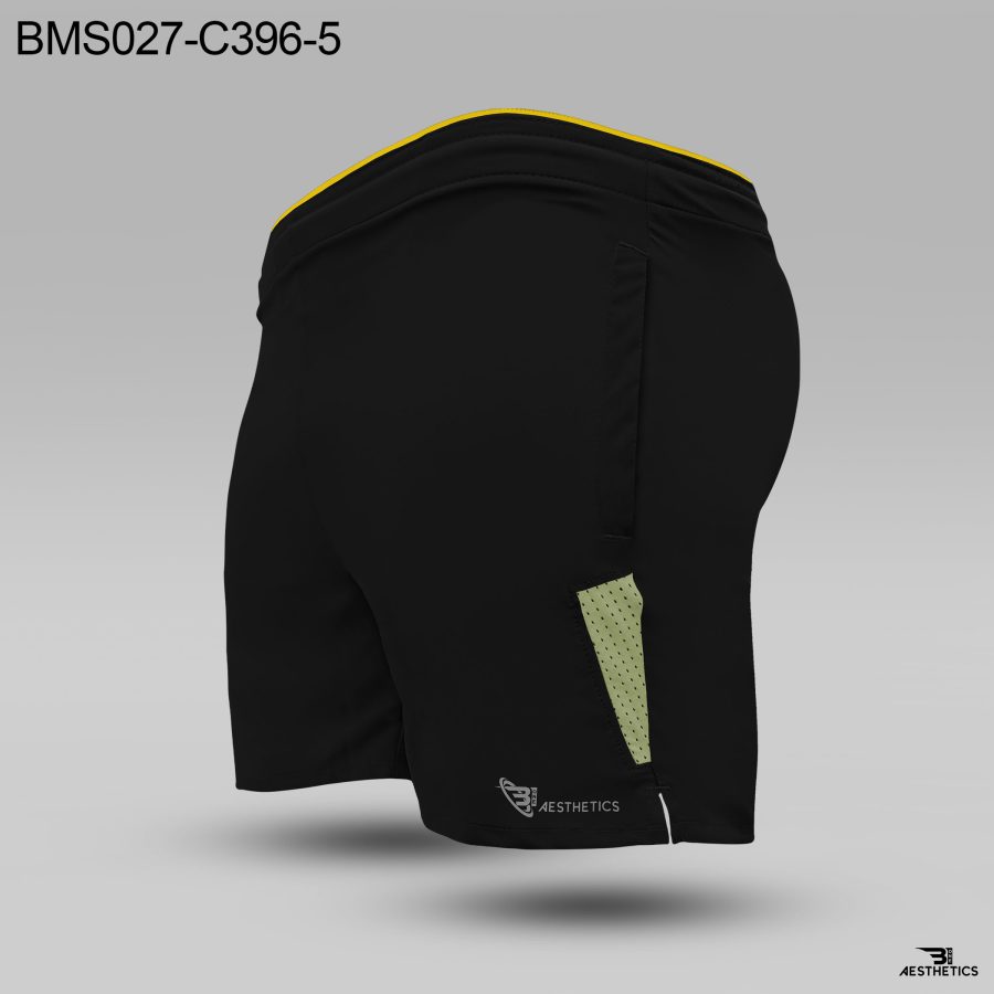 black side contrast zipper short yellow