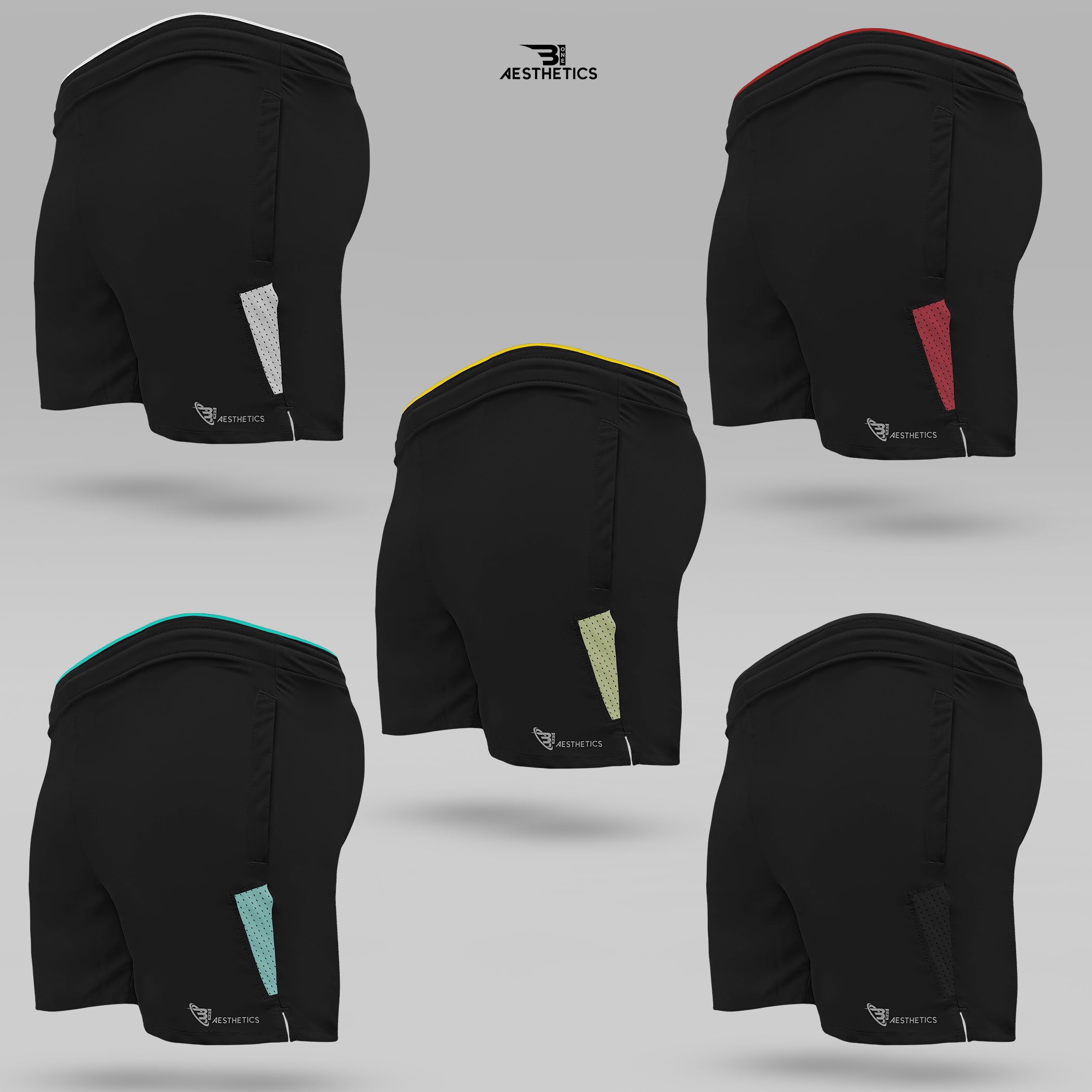 colour zipper short side contrast