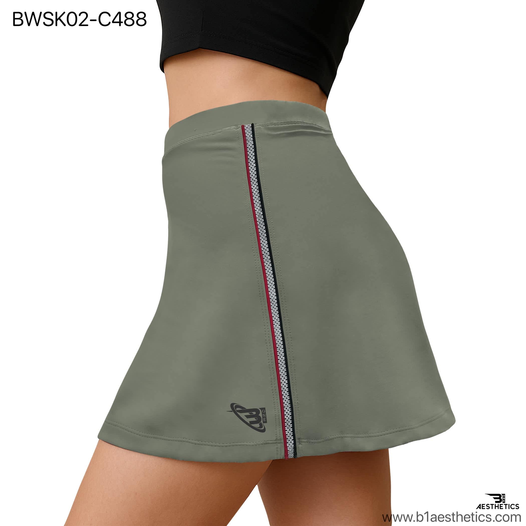 Archoke green Cord Contrast Tennis Skirt