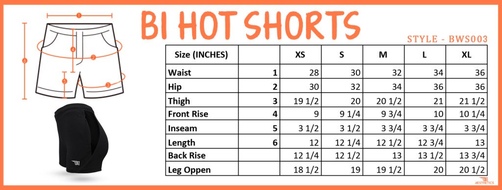 hot short size chart