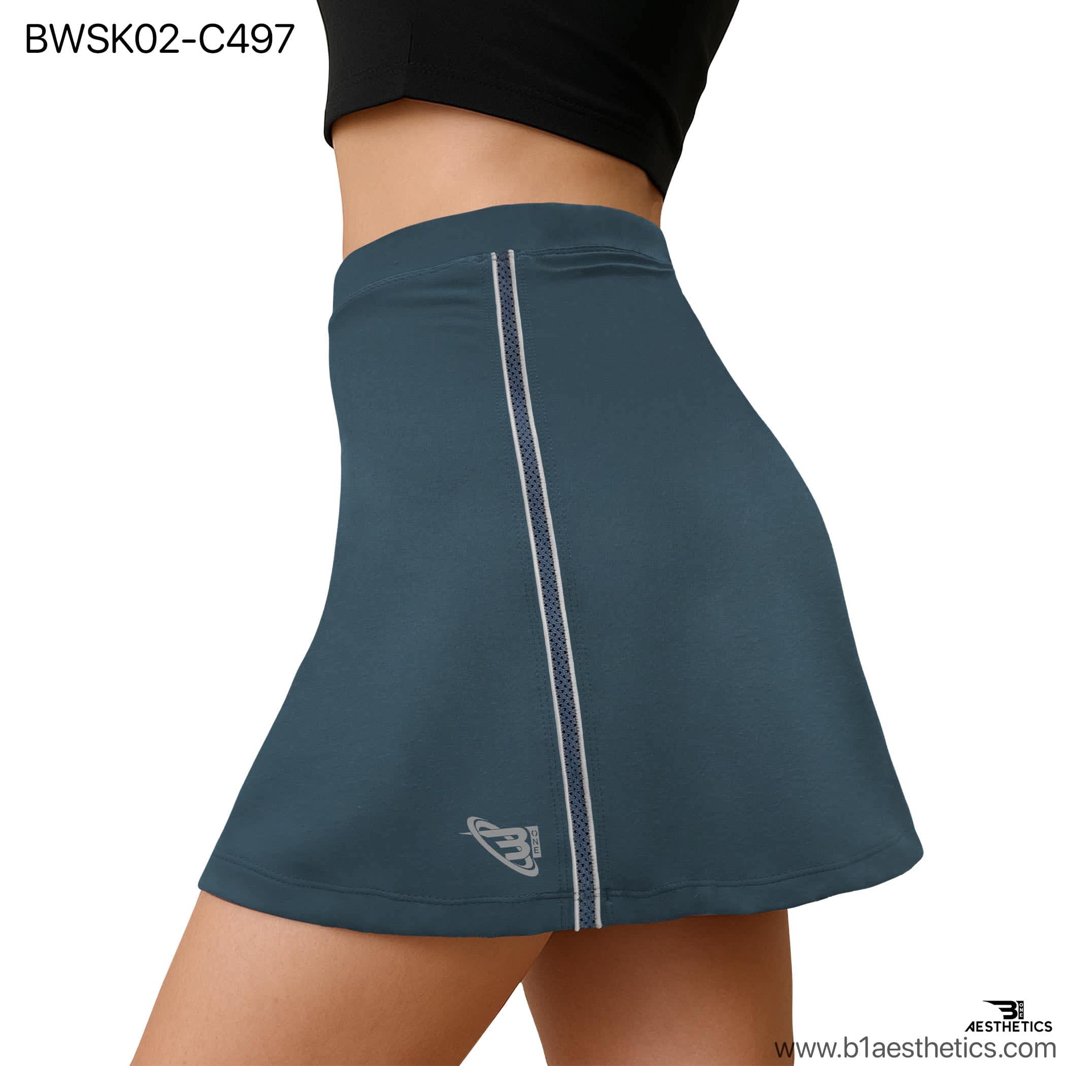 Teal Blue Cord Contrast Tennis Skirt