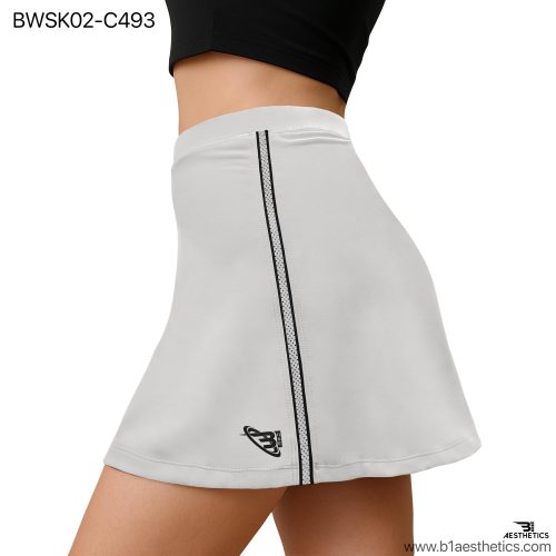 White Cord Contrast Tennis Skirt