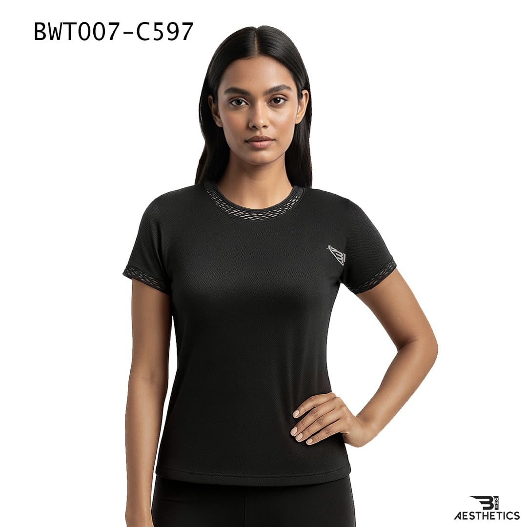 lace splicing tee - black