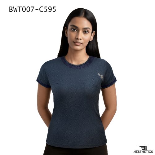 lace splicing tee - metal blue