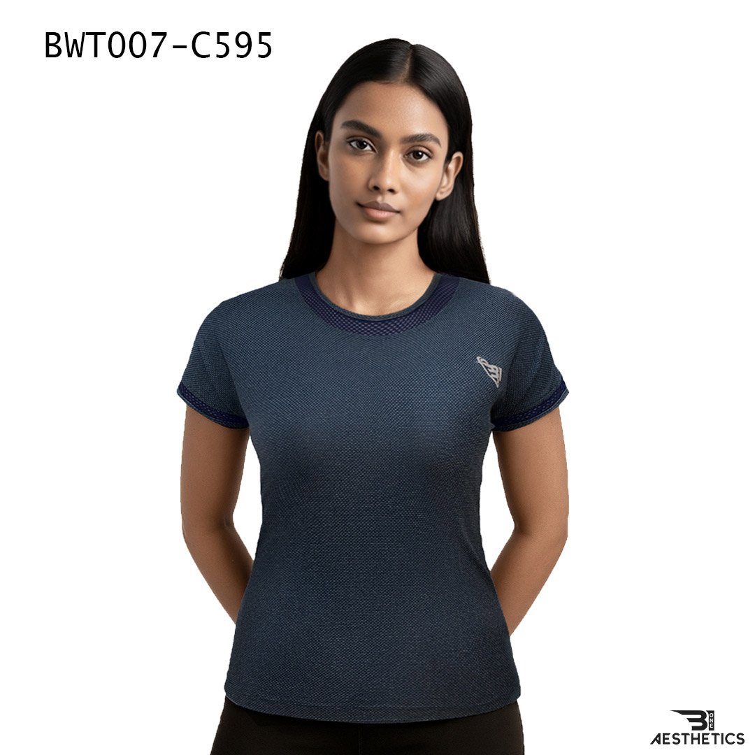 lace splicing tee - metal blue