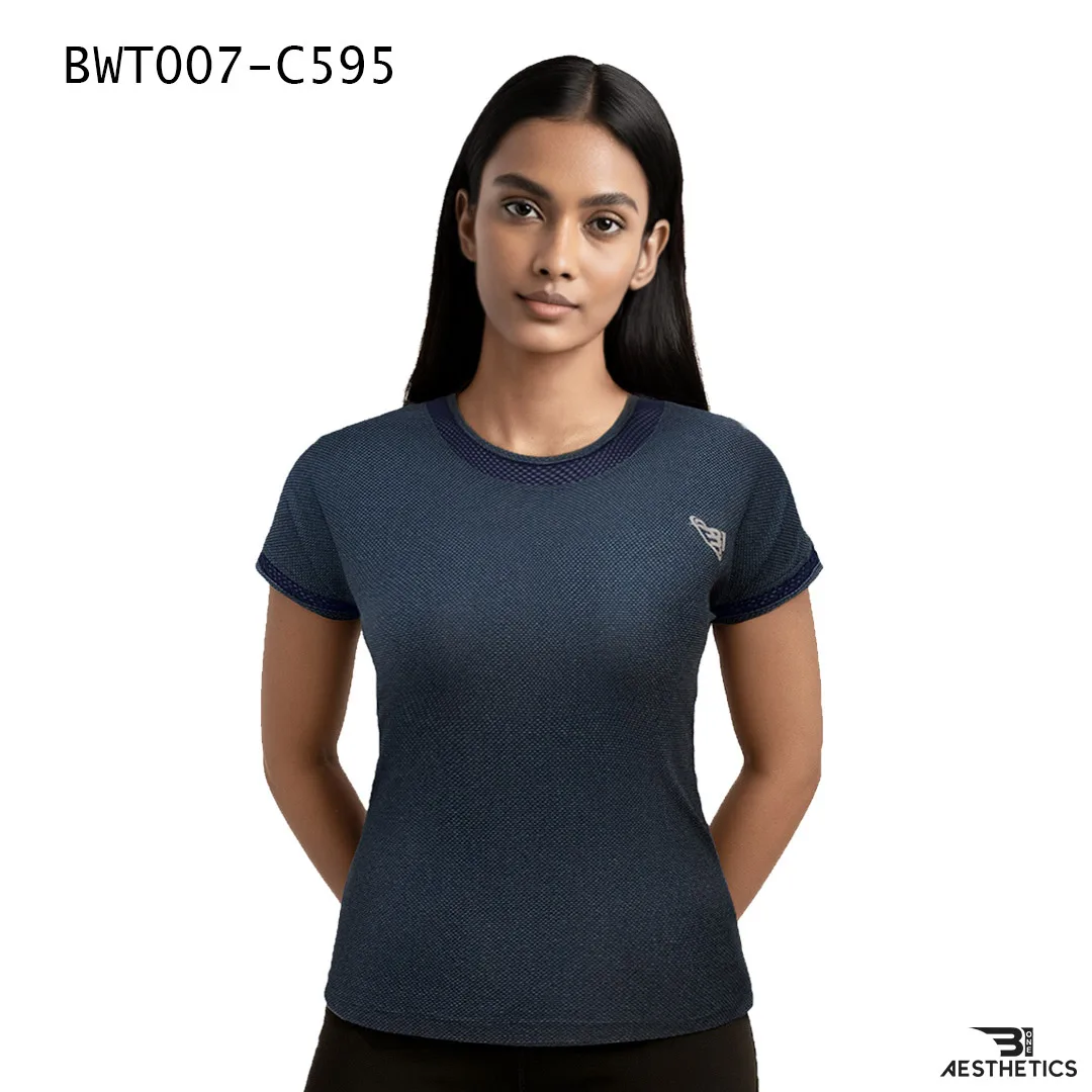 lace splicing tee - metal blue