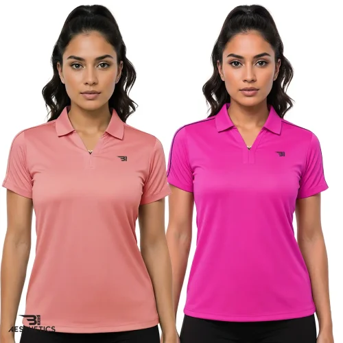 ladies collar tee - pink