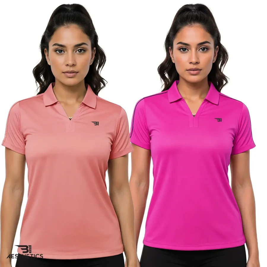 ladies collar tee - pink