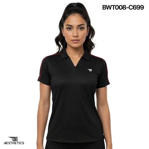 ladies collar tee - black