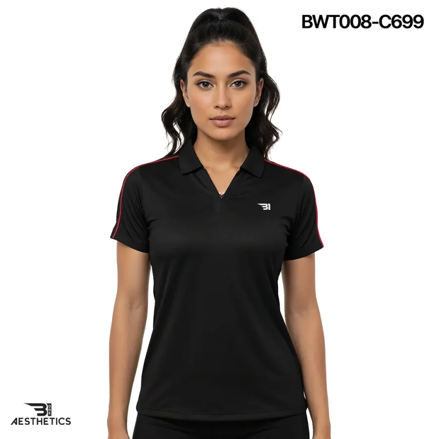 ladies collar tee - black