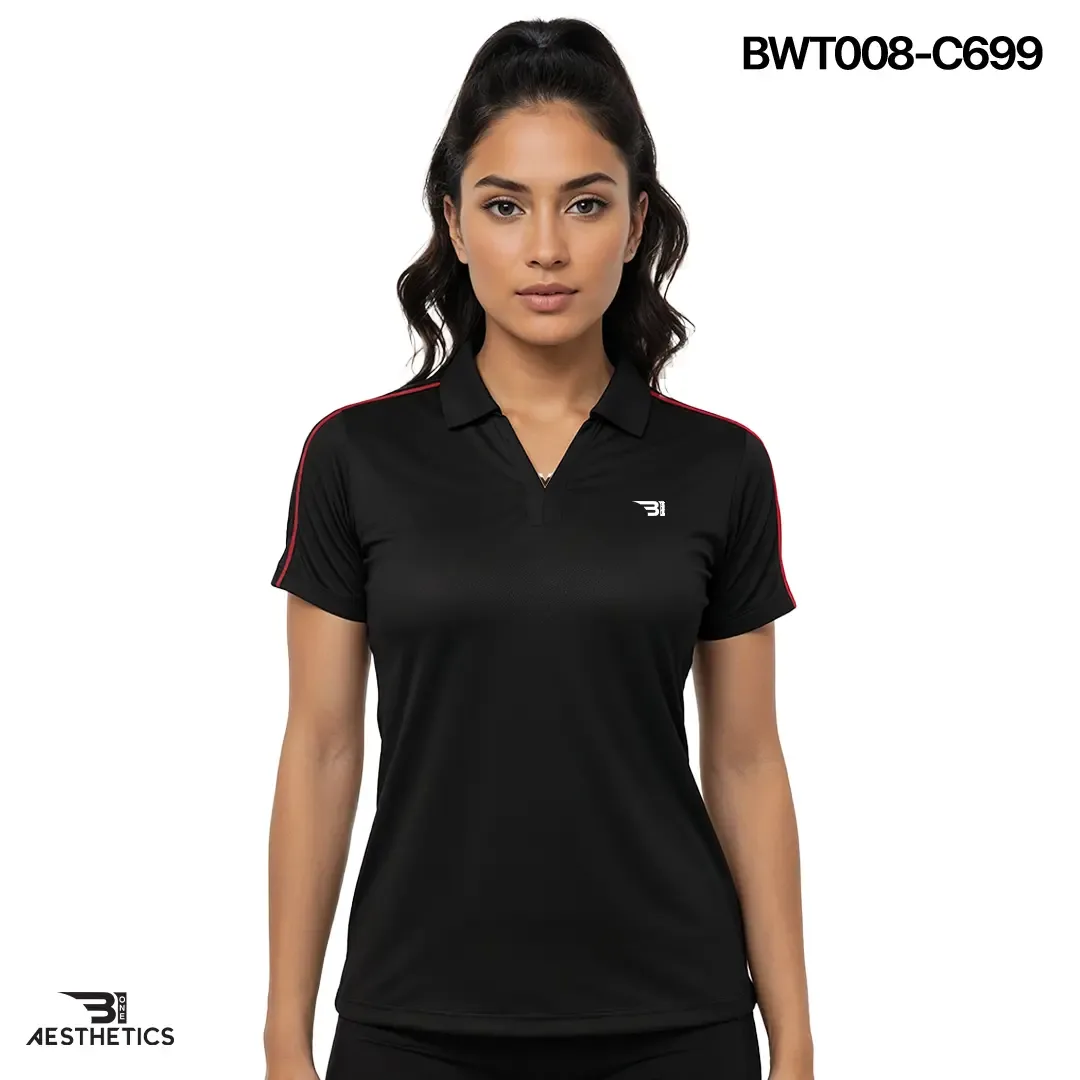 ladies collar tee - black