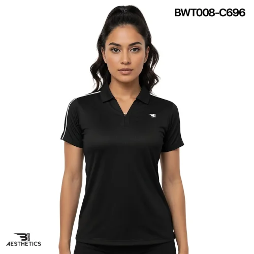 ladies collar tee - black