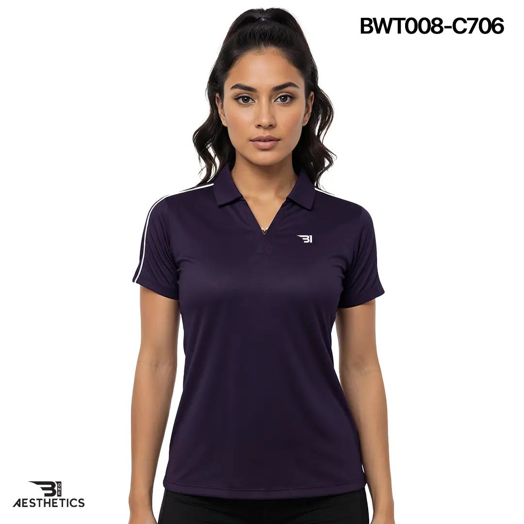 ladies collar tee - black purple