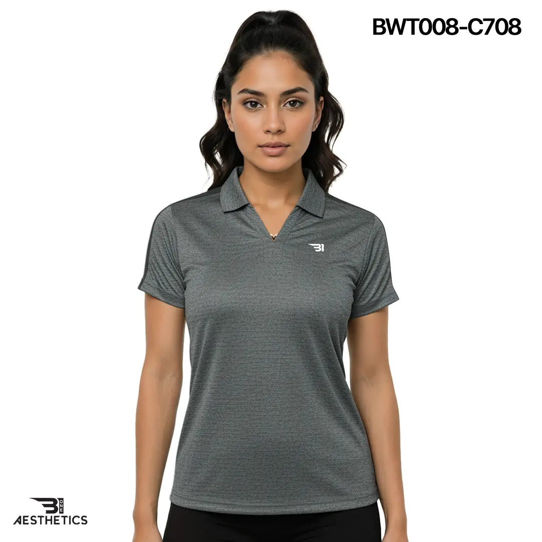 ladies collar tee - bright grey
