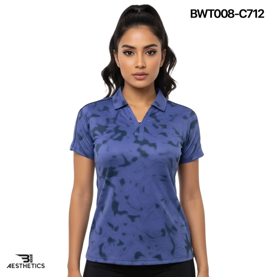 ladies collar tee - dark periwinkle
