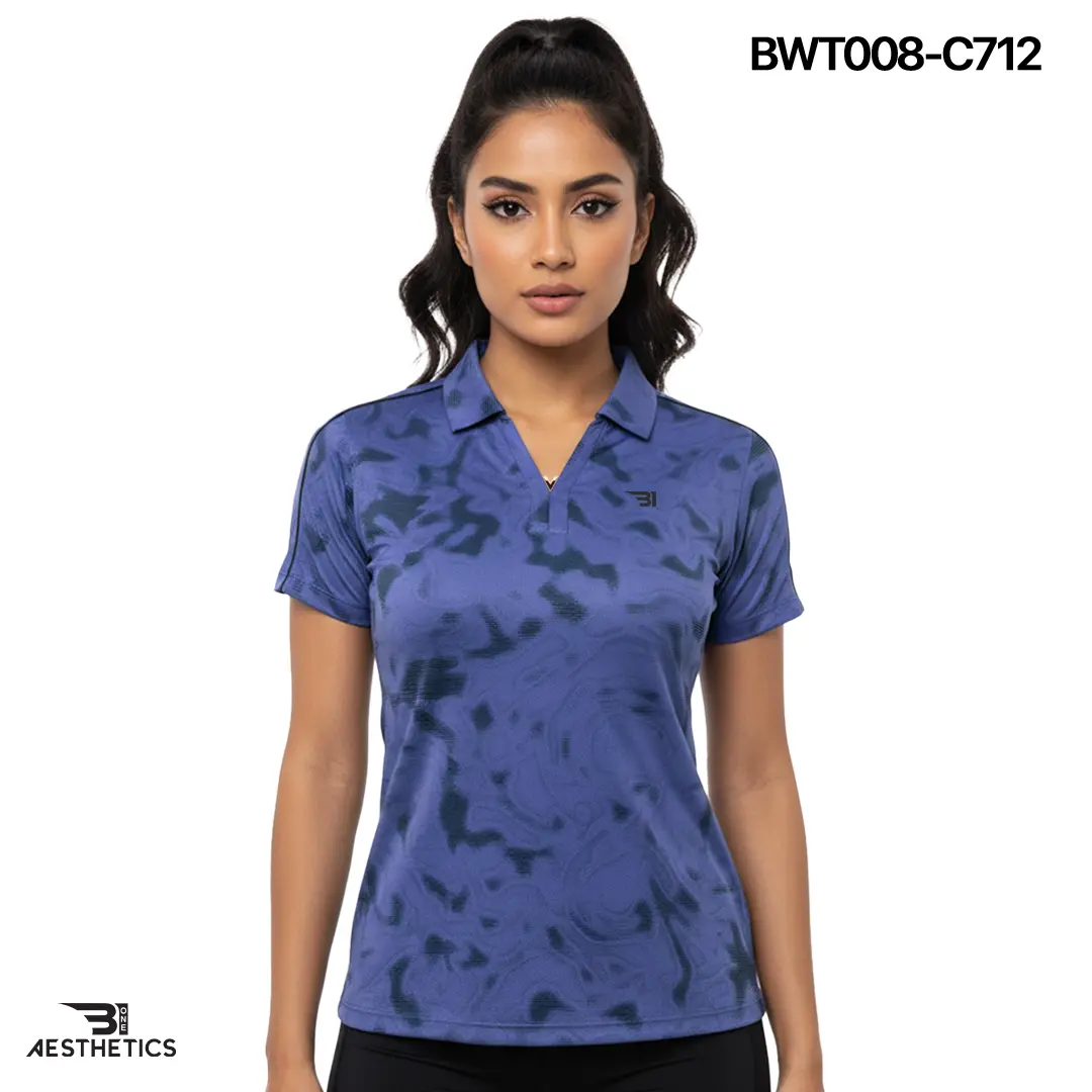 ladies collar tee - dark periwinkle