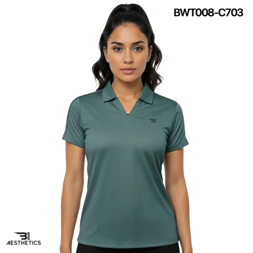 ladies collar tee - dark slate grey