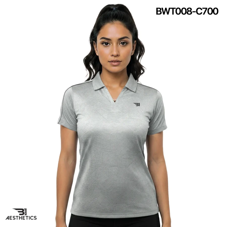 ladies collar tee - light grey