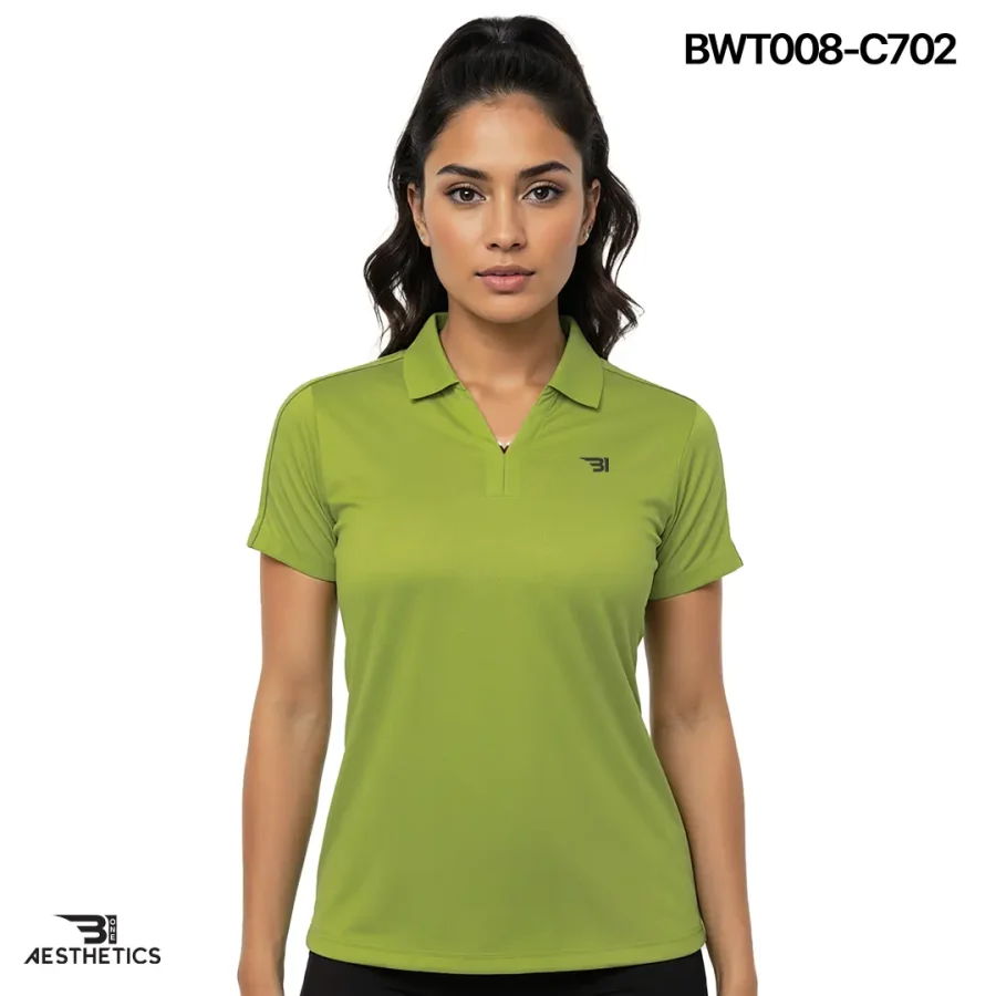 ladies collar tee - moss green