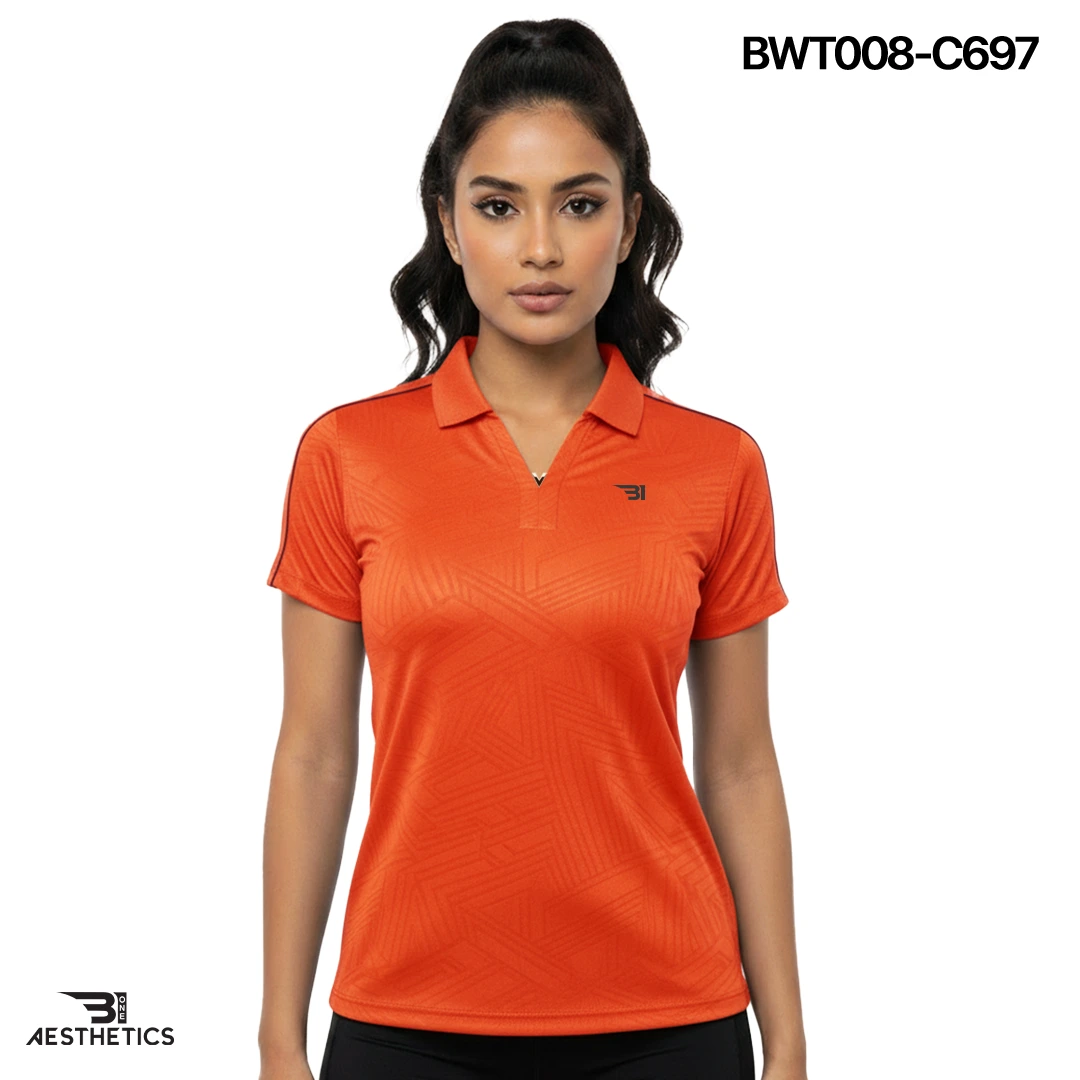 ladies collar tee - orange