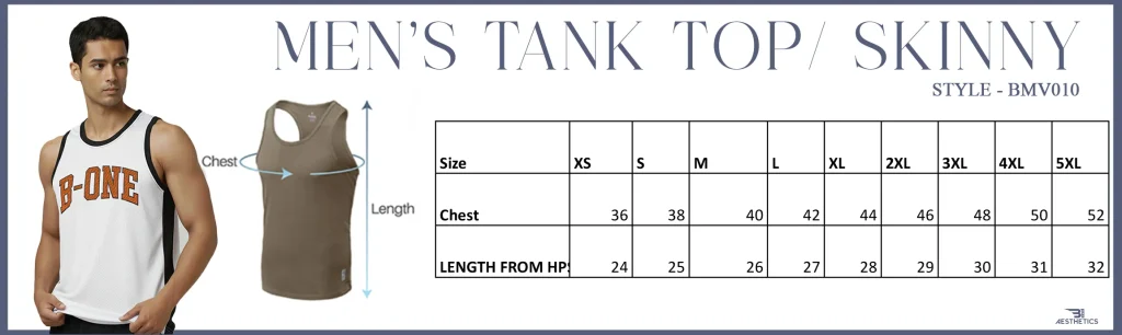 skinny tank top print size chart