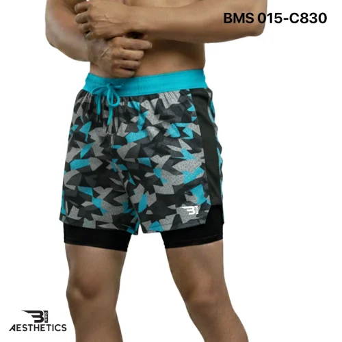 Running Short With Inner Tight - Geometric Pattern