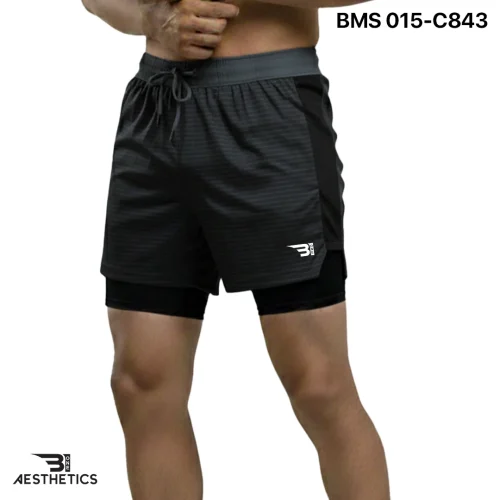 Running Short With Inner Tight - Horizontal Stripe Pattern