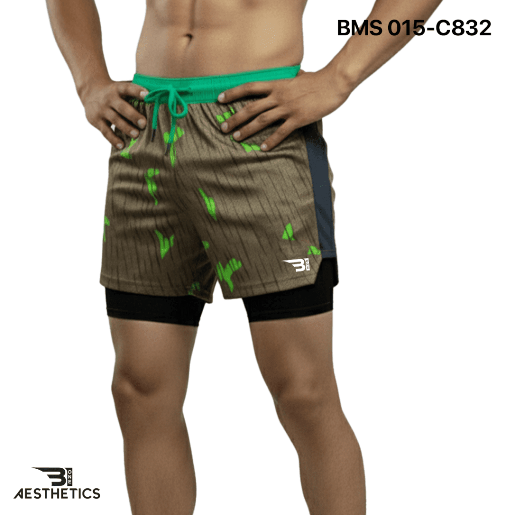 Inner String Running Running Short With Inner Tight - Tiger Stripe Pattern - B1 Aesthetics