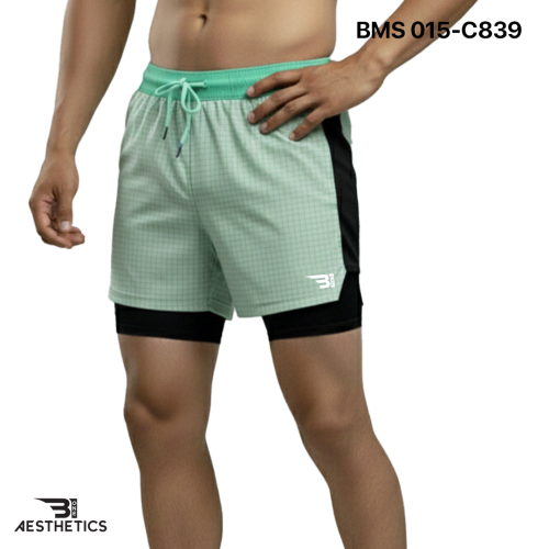 Running Short With Inner Tight - Mint Green