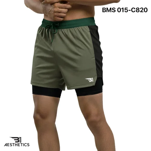 Running Short With Inner Tight - Olive Green