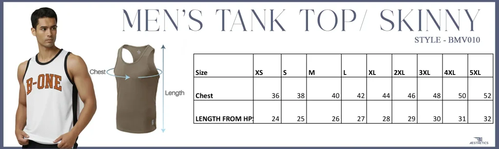 skinny tank top print size chart