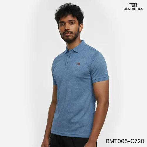polo t-shirt - blue heather