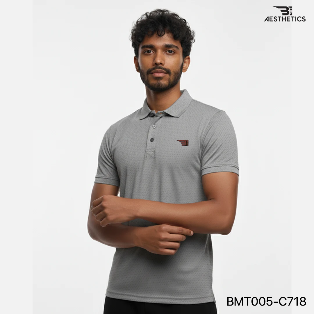 polo t-shirt - dark slate grey textured