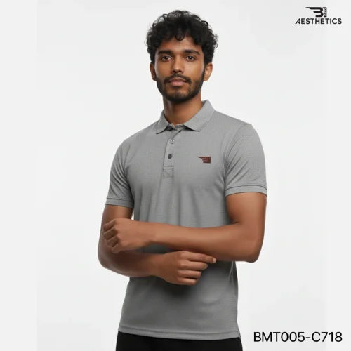 polo t-shirt - dark slate grey textured