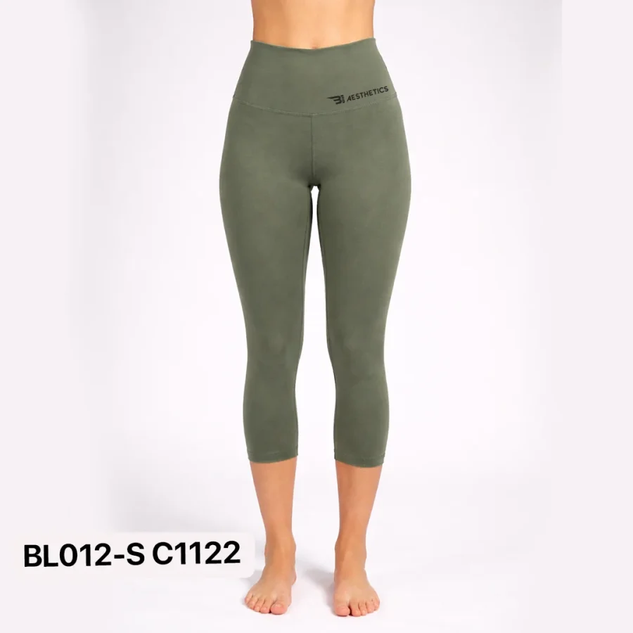 Sage Green Knee Leggings High Waist Sport Tights