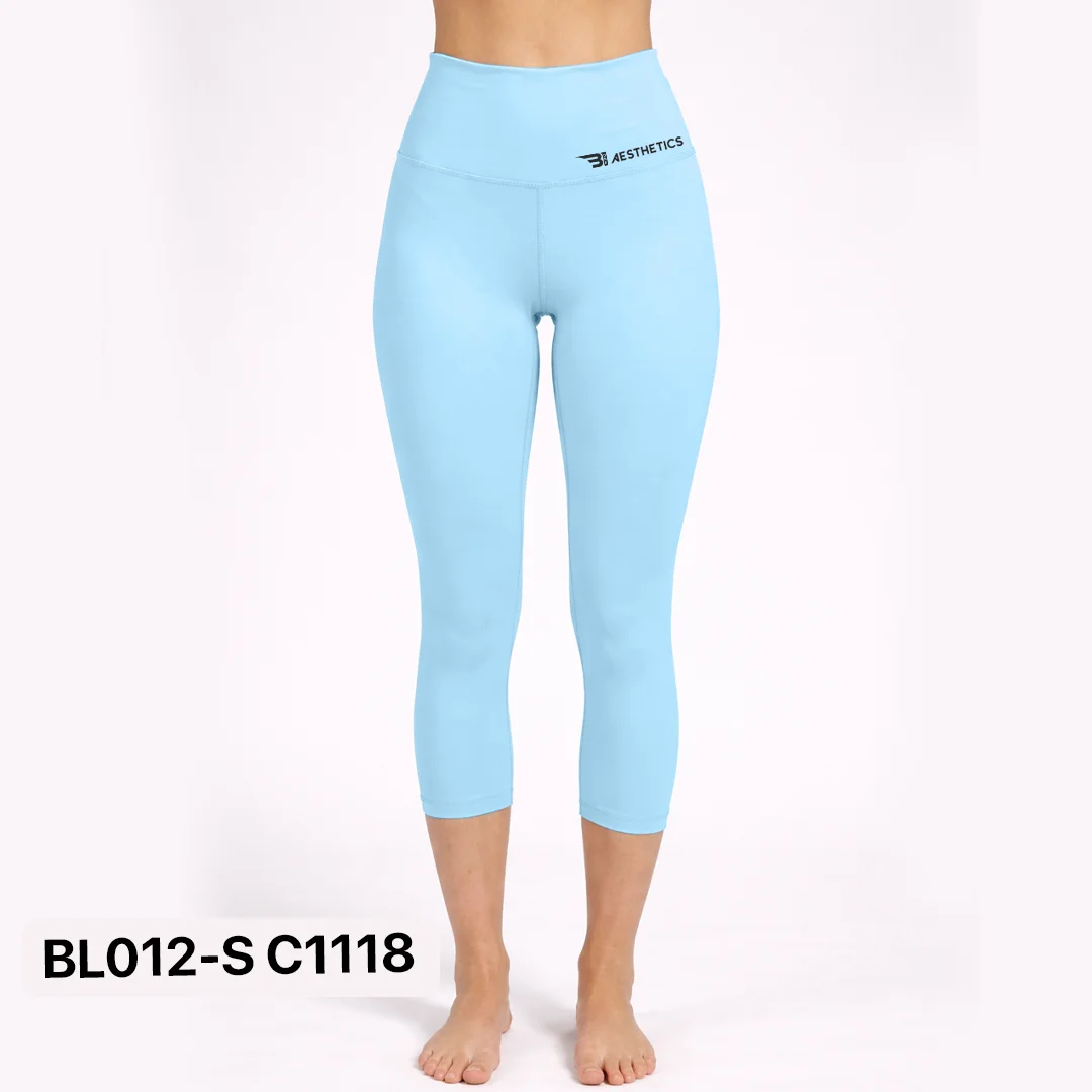 Sky Blue Knee Leggings High Waist Sport Tights