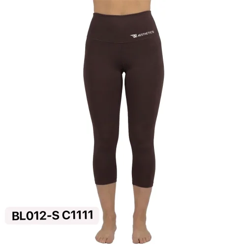 Mauve Knee Length Leggings High Waist Sport Tights