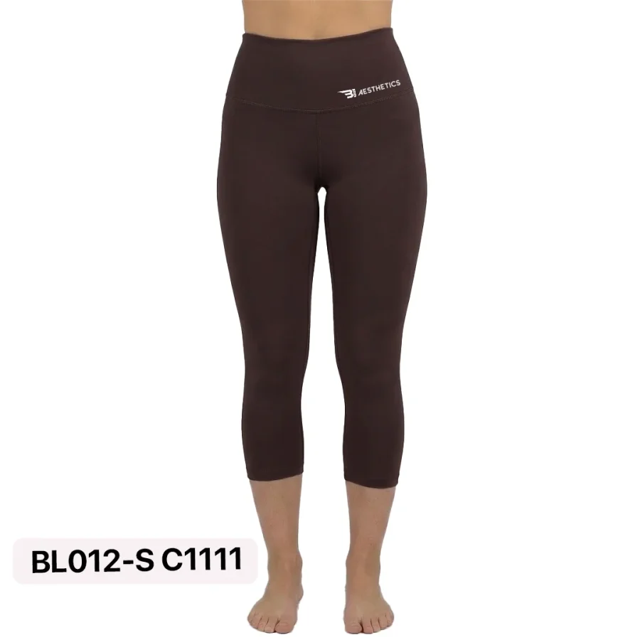 Mauve Knee Length Leggings High Waist Sport Tights