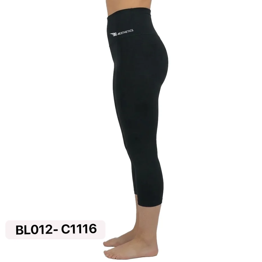 Black Knee Length Leggings High Waist Sport Tights