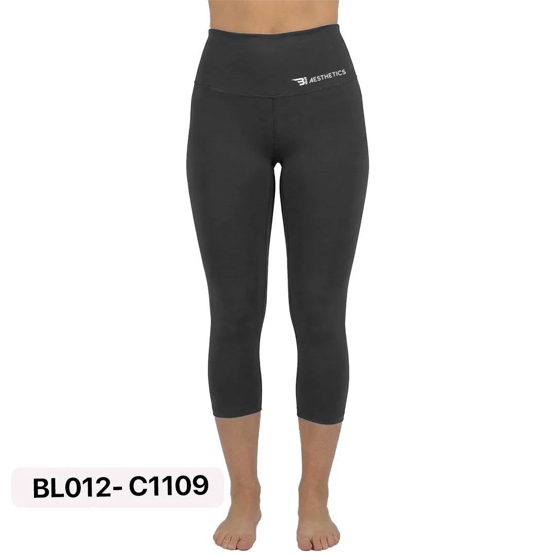 Dark Charcoal Knee Leggings High Waist Sport Tights