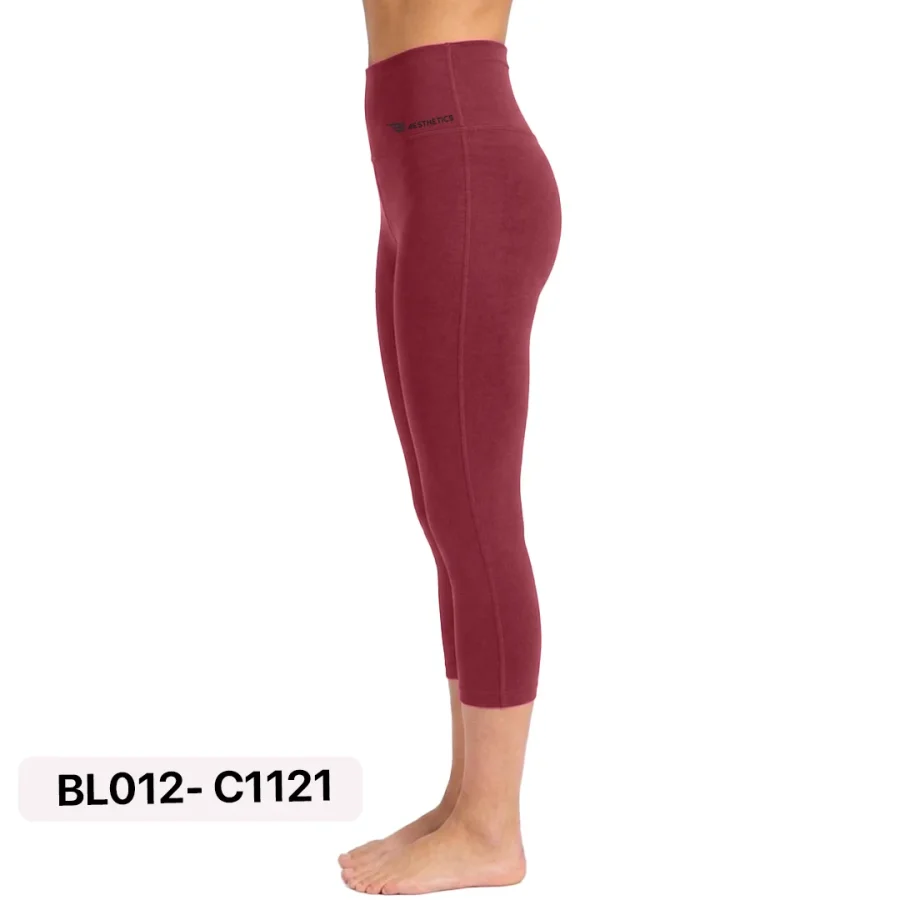 Raspberry Knee Length Leggings High Waist Sport Tights